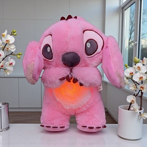 Мягкая игрушка "Спящий глазастик" интерактивная, розовый