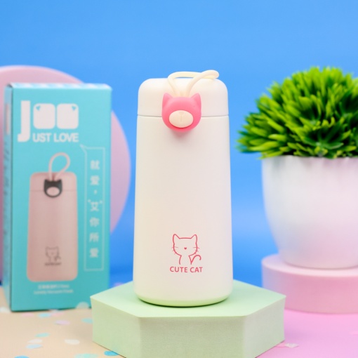 Термос "Cute Cat" белый, 270мл оптом