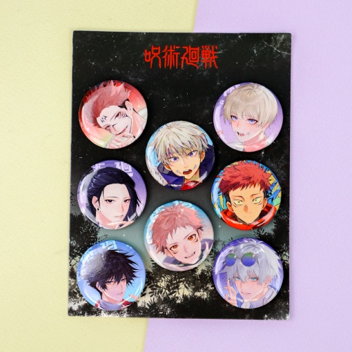 Набор круглых значков "Магическая битва" 32 мм (8шт)