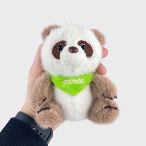 Мягкая игрушка "Коричневая Панда" зеленый шарфик, 13см