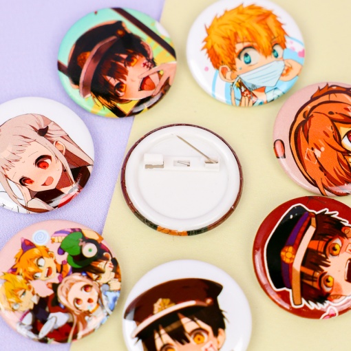 Набор круглых значков "Туалетный мальчик Ханако-кун" № 1, 32 мм (8шт)