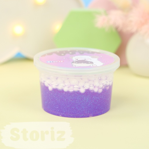 Слайм "Cute Lumb" фиолетовые блёстки + шарики, 150 гр. STORIZ