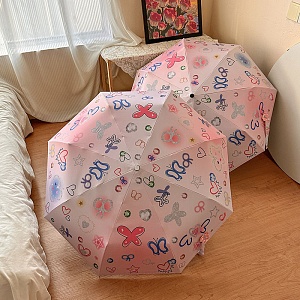 Зонт-автомат "Рисунки" розовый