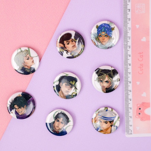 Набор круглых значков "JoJo" 32 мм (8шт)