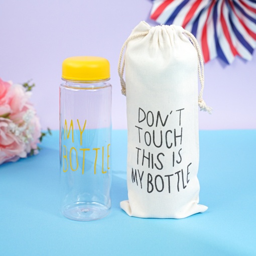 Бутылочка прозрачная "My bottle" желтая с чехлом оптом