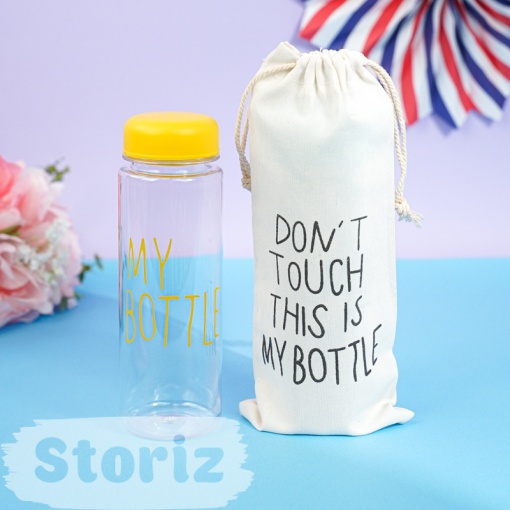 Бутылочка прозрачная "My bottle" желтая с чехлом оптом