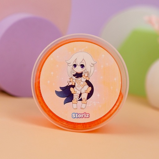 Слайм "Paimon" полупрозрачный (оранжевый), с наполнителем + корги, 200 гр. STORIZ, годен до 10.23