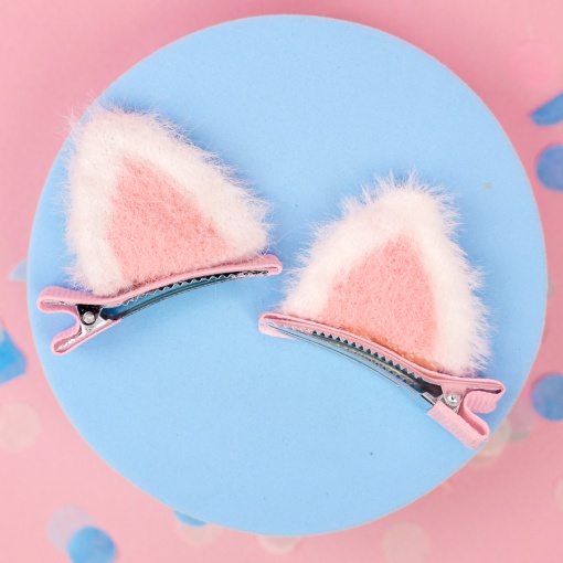 Заколка для волос "Ушки" 2шт, розовый