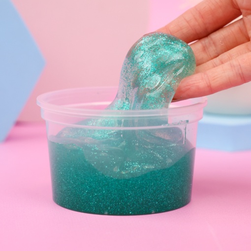 Слайм "Стекло" Party Slime с бирюзовыми блестками, 180 гр. STORIZ