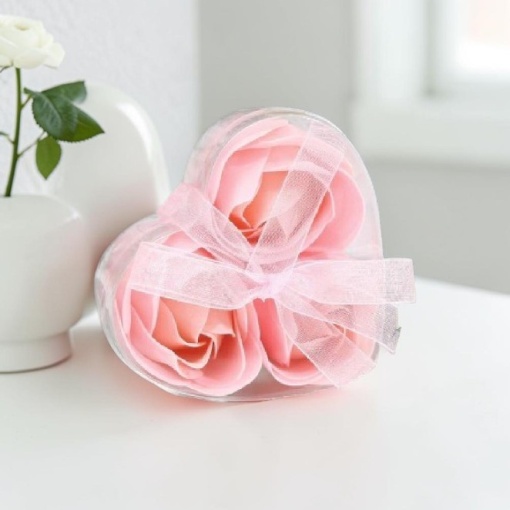 Мыльные цветы "Розочки" розовый, набор 3шт