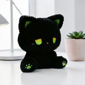 Мягкая игрушка "Грустный котенок" черный, 15см