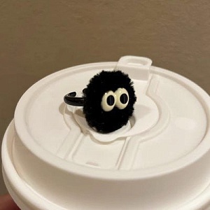 Кольцо "Уголек" пушистый, черный