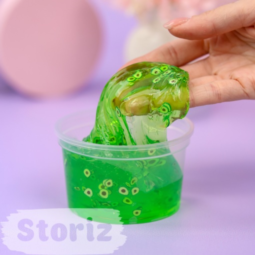 Слайм "Сяо" полупрозрачный (зелёный), с наполнителем + авокадо, 200 гр. STORIZ