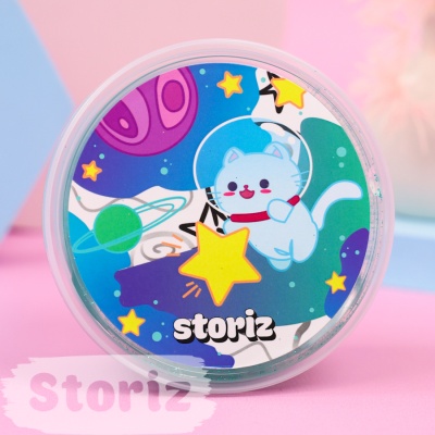 Слайм "Стекло" Party Slime с бирюзовыми блестками, 180 гр. STORIZ