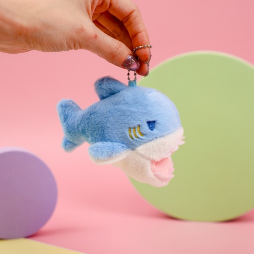 Мягкий брелок "Акула" голубой, 9см