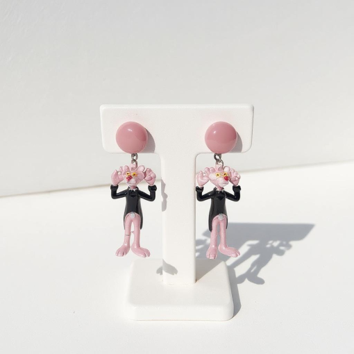 Серьги-гвоздики "Розовая пантера" в костюме