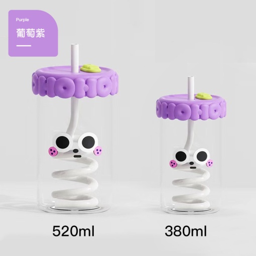 Стакан "Глазки" фиолетовый, с трубочкой, 520мл оптом