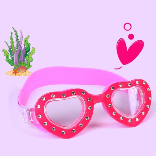 Очки для плавания "Сердце" со стразами, розовый