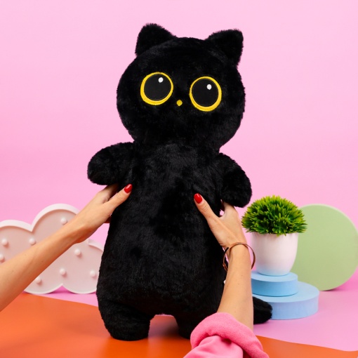 Мягкая игрушка "Глазастый котик" черный, 65 см