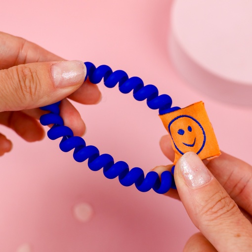 Резинка для волос "Пружинка Смайлик" синий
