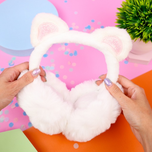 Меховые наушники "Мишка" белый