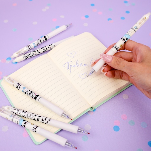 Набор ручек "Panda" №33057, 12 шт, со стирающими чернилами и стирашка (синий)