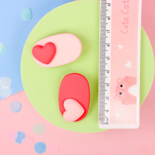 Набор заколок для волос "Сердце" Овал, розовый  2 шт.