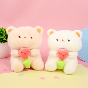 Мягкая игрушка "Мишка с цветком" 25см, в ассортименте 1 шт.