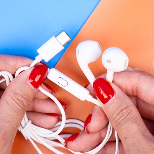 Наушники с чехлом "Панда" №406, черный (Type-C)