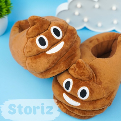 Тапочки "Emoji какашка" с задником, р.38-40 (28см)