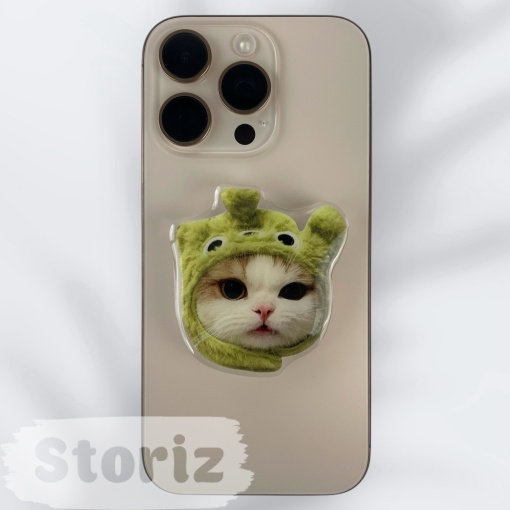 PopSocket "Котик" в зеленой шапочке