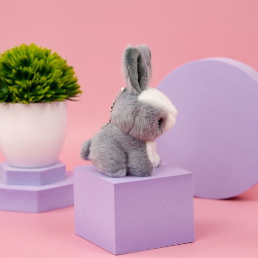 Мягкий брелок "Зайка" серый, 14 см