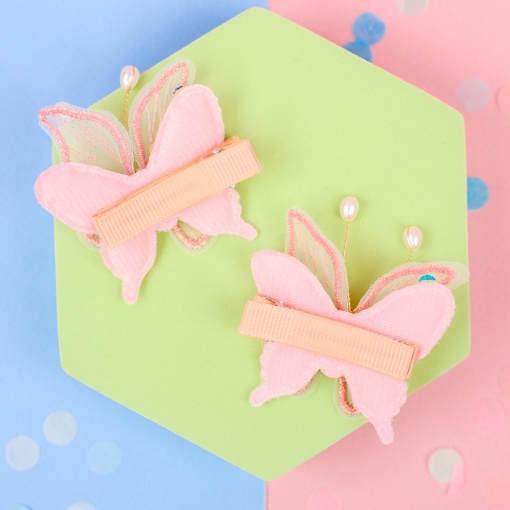 Набор заколок для волос "Бабочка" розовый, 2 шт.