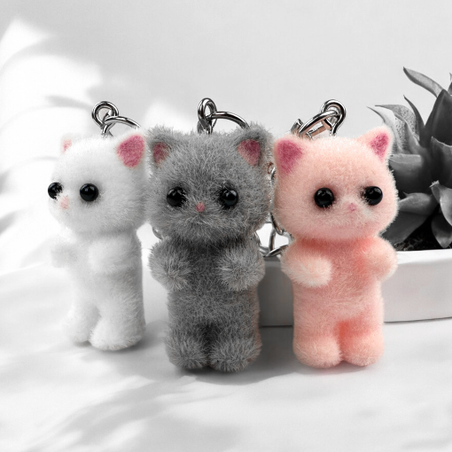 Брелок "Плюшевые животные" Котик, серый