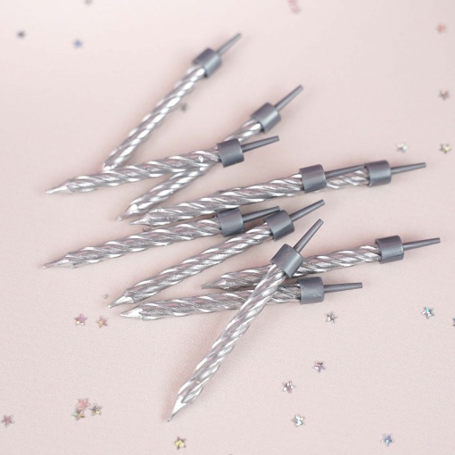 Свечи для торта серебристые 10 шт. оптом