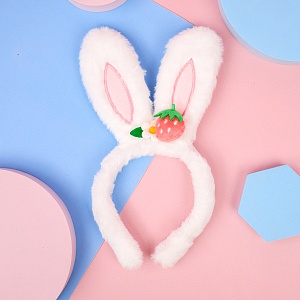 Ободок "Заячьи Ушки" Клубника, белый