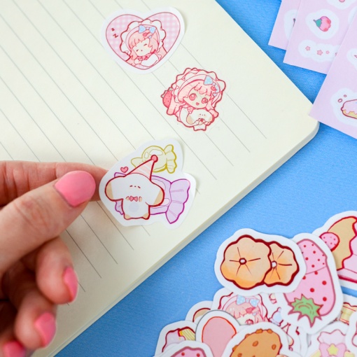 Набор наклеек и стикеров "Be Happy" розовый