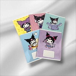 Тетрадь "Kuromi" орнамент, A5, 18 листов (клетка), в ассортименте,1шт