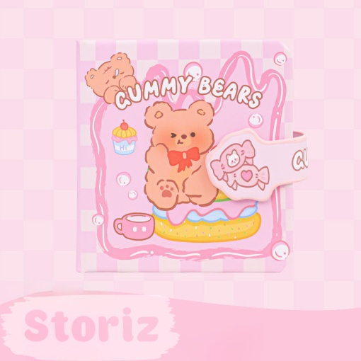 Мини-блокнот "Gummy bears" Мишка на торте, 8х8 см