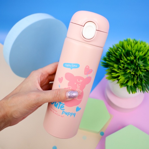 Термос "Cute puppy" №6445 розовый, 390 мл. оптом