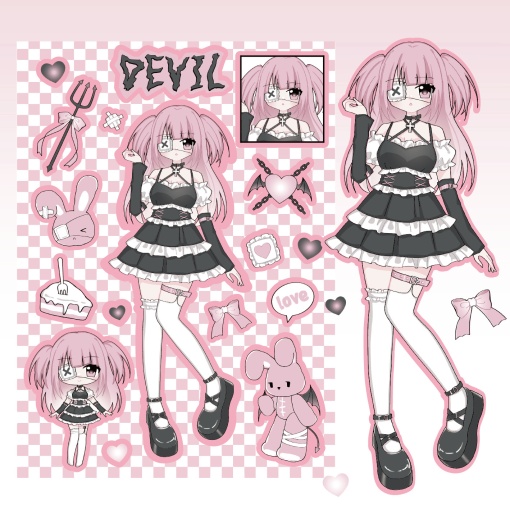 Набор наклеек "Miss Cool" devil, 158x115 мм