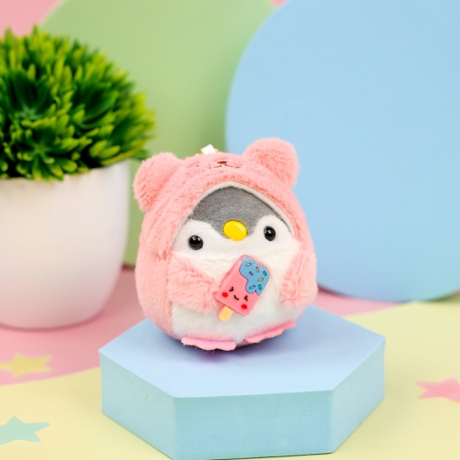 Брелок мягкий "Пингвин в костюме" розовый 10 см