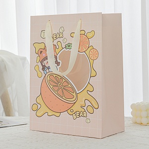 Подарочный пакет "Bear" Апельсин 14,5х10х19,5см