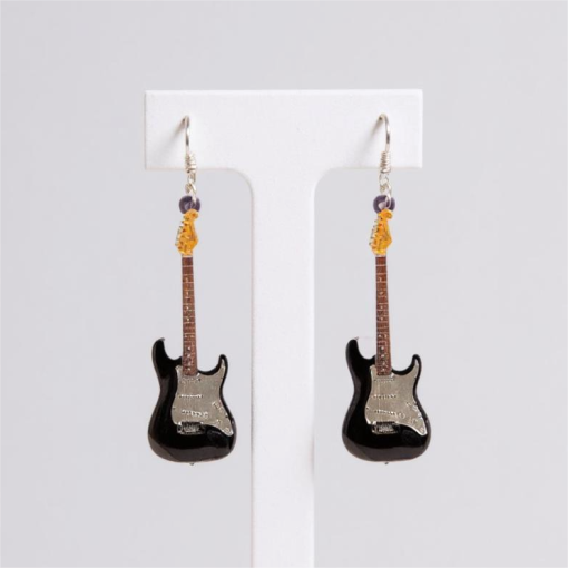 Серьги "Гитара" черно-белый