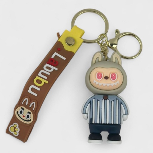 Брелок "Labubu" в полосатой рубашке, с рез. ремешком