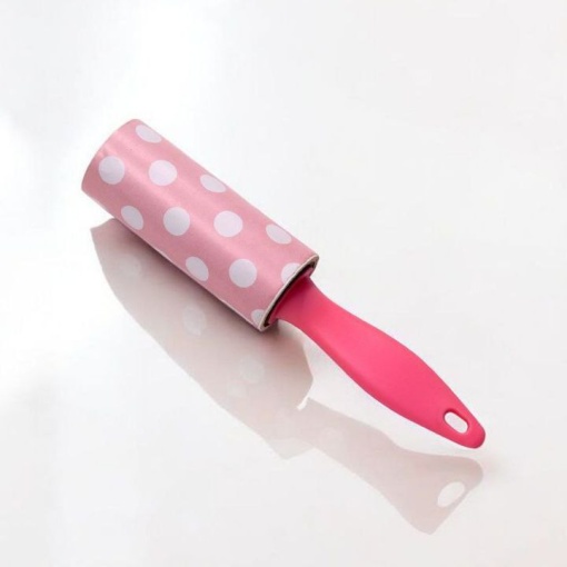 Ролик для одежды "Mini" розовый в белый горошек