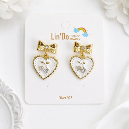 Серьги "Royal heart" белый, 1шт