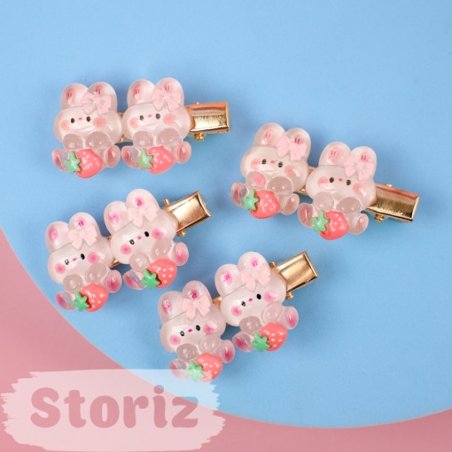 Набор заколок для волос "Strawberry bunny" 2 шт. (в ассортименте)