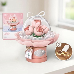 Конструктор "Eternal flowers" с подсветкой, розовый №1298 (285 д.)