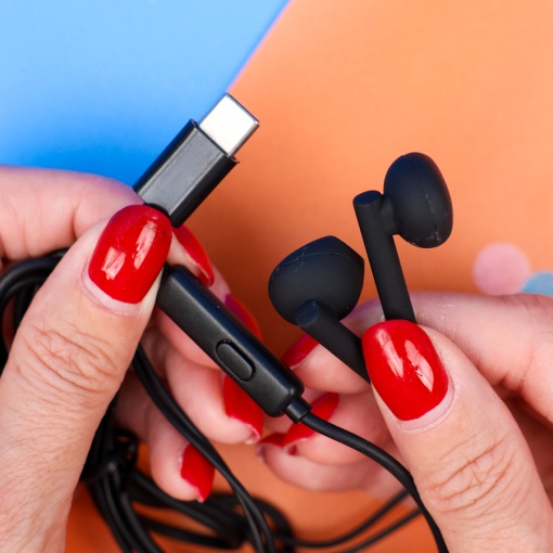 Наушники с чехлом "Cat" №452, черный (Type-C)